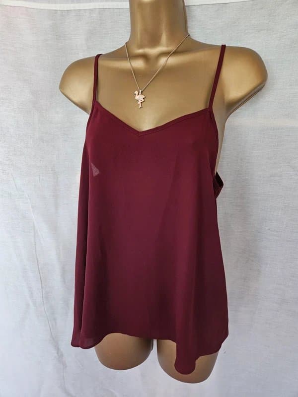 Topshop Topshop Burgundy Strappy Chiffon Cami Vest Size 10