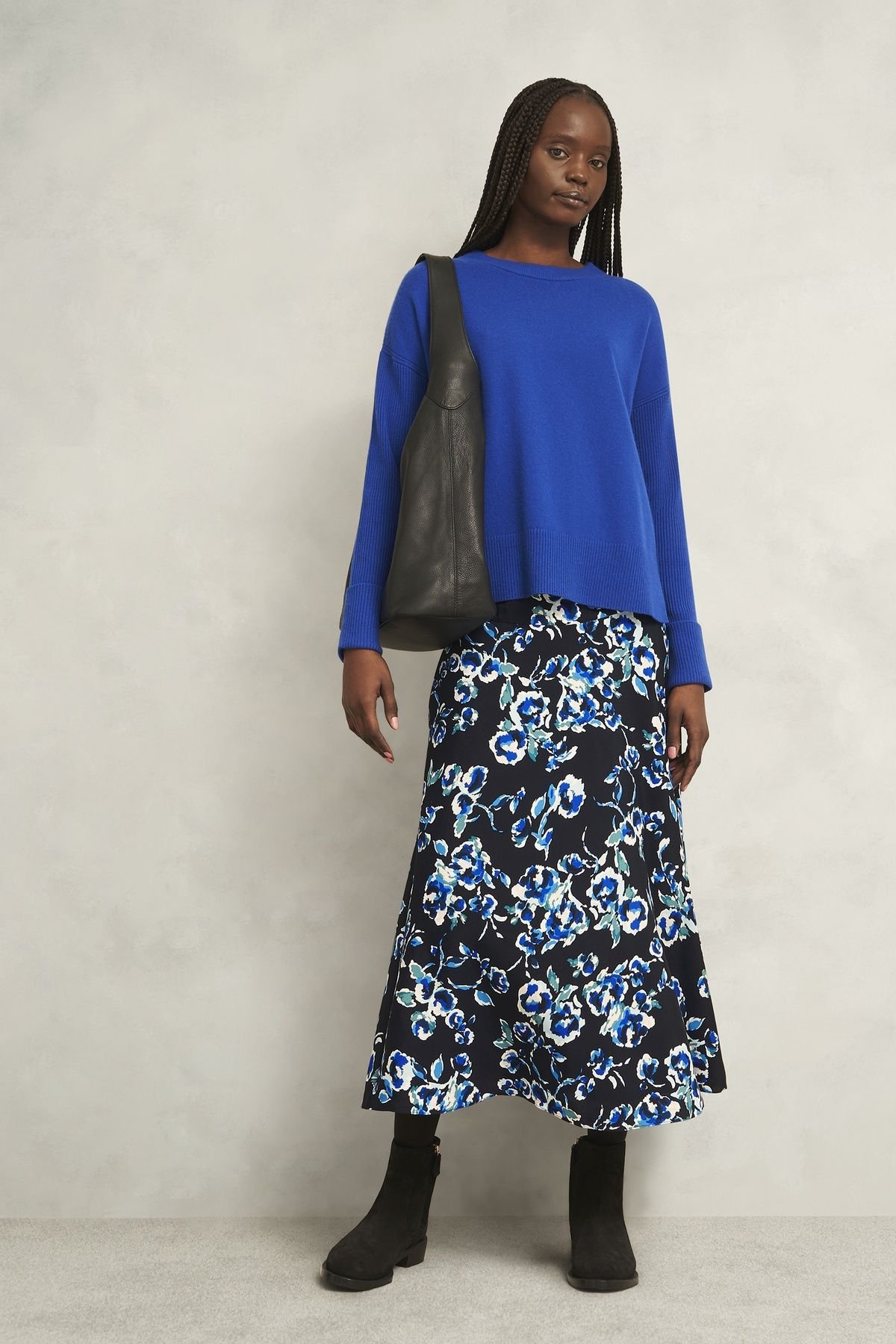 Hobbs London Hobbs London Women's Kiara Floral Midi Skirt in Dark Navy - 3