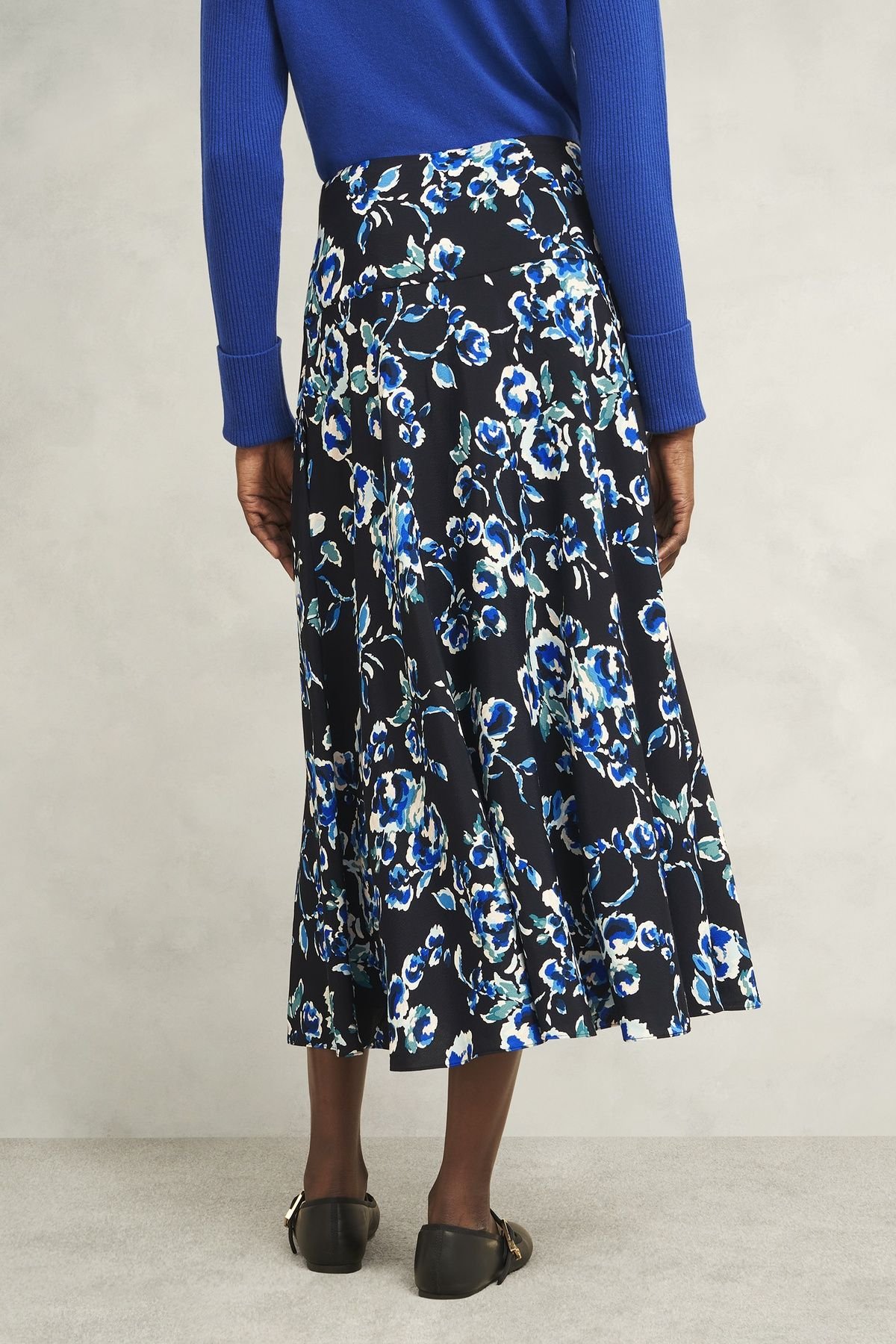 Hobbs London Hobbs London Women's Kiara Floral Midi Skirt in Dark Navy - 4