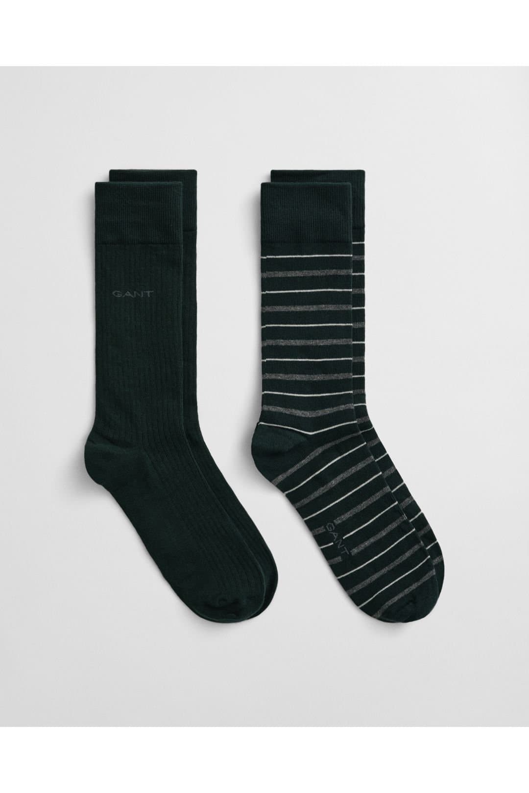 Gant Gant Men's Multi Stripe 2 Pack Socks Tartan Green