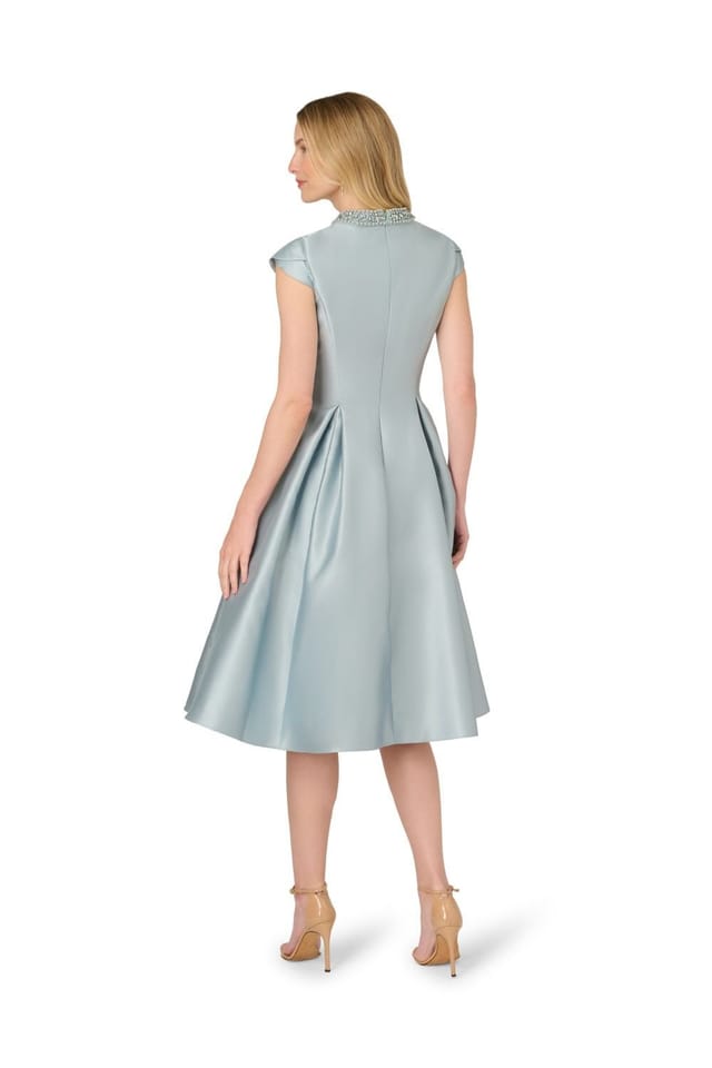 Adrianna Papell Adrianna Papell Women's Key Hole Mikado Midi Dress in Pale Blue - 3