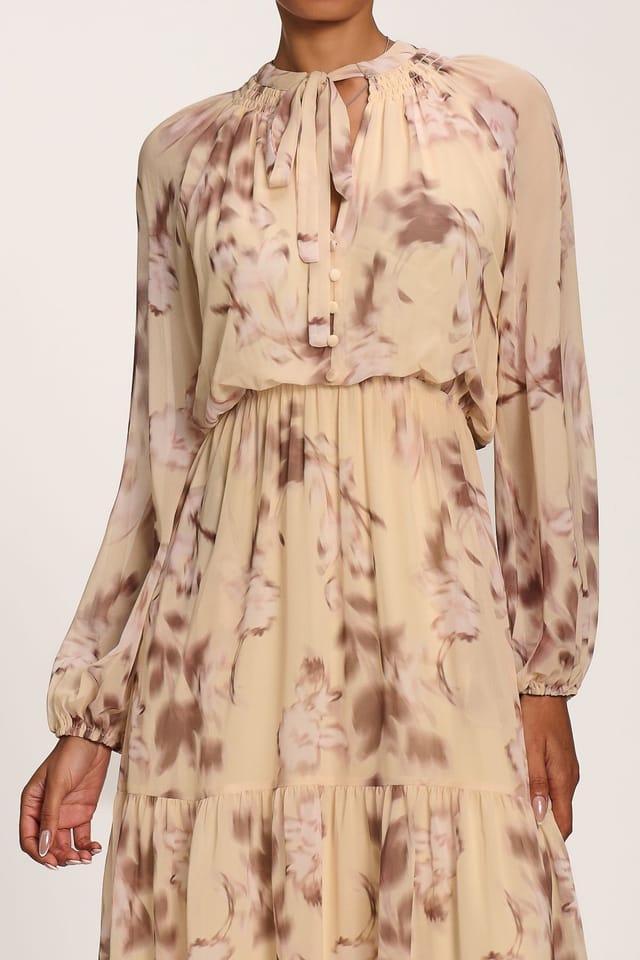 Jolie Moi Jolie Moi Women's Chiffon Tie Neckline Maxi Dress - 3