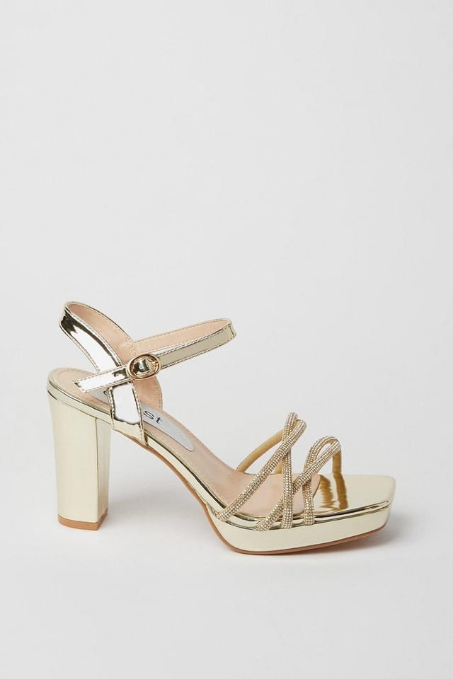 Coast Coast Women's Taylor Faux Leather Diamante Platform Heel Sandals in Gold - 2