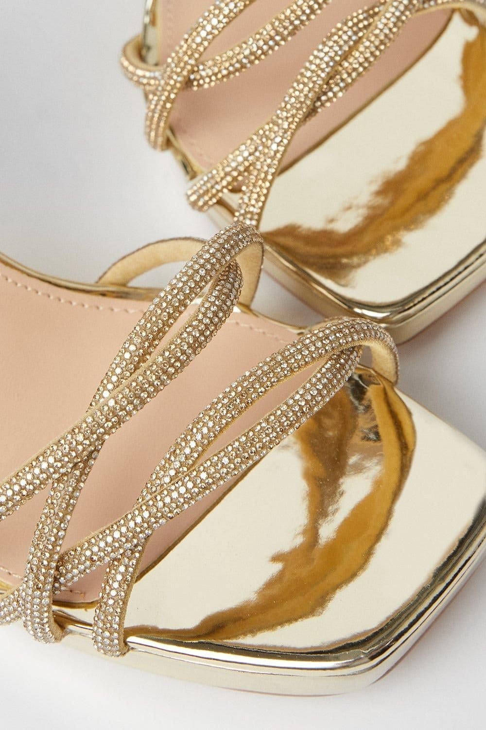 Coast Coast Women's Taylor Faux Leather Diamante Platform Heel Sandals in Gold - 4