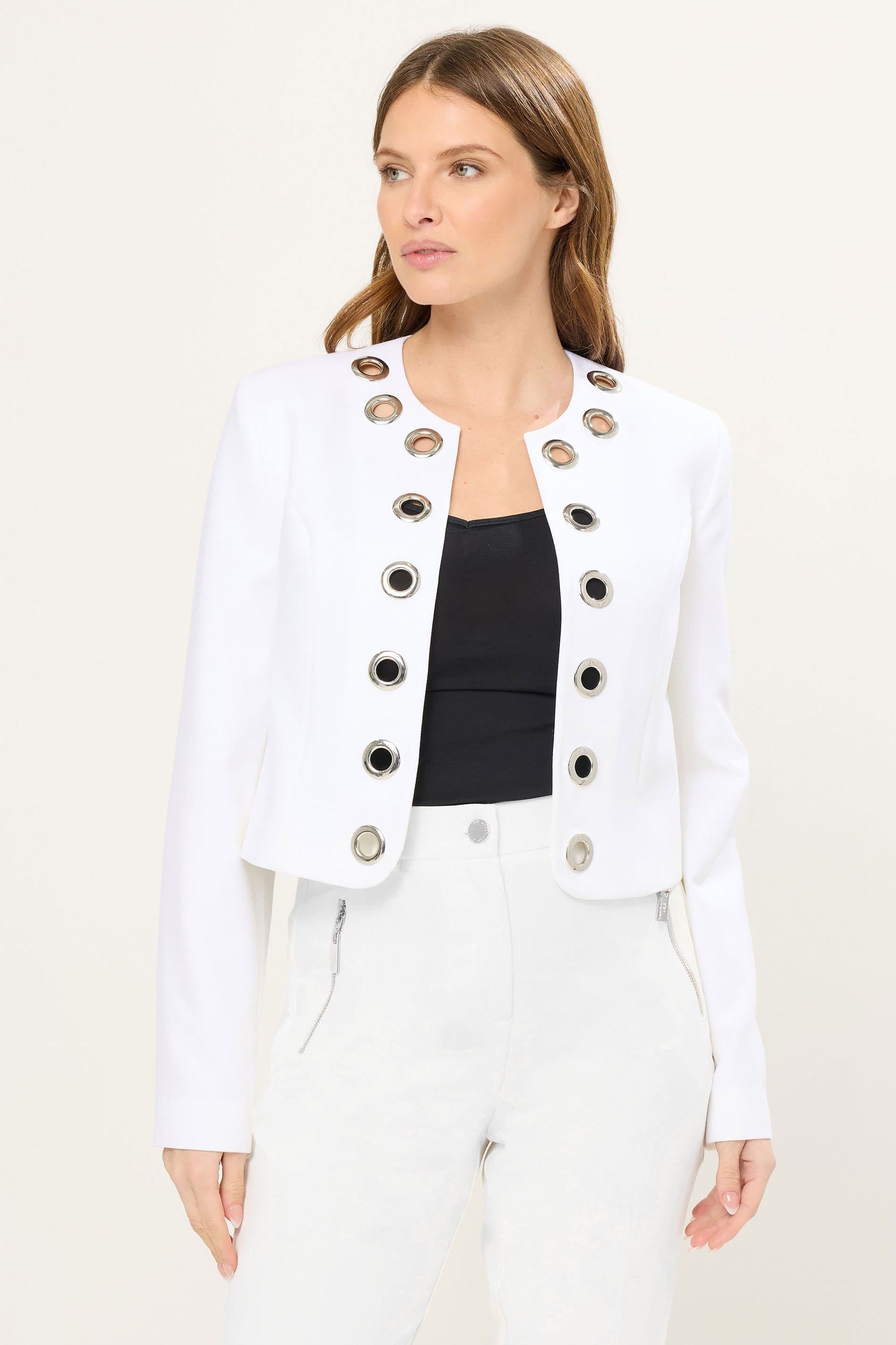 Star by Julien Macdonald Star By Julien Macdonald White Cropped Eyelet Jacket