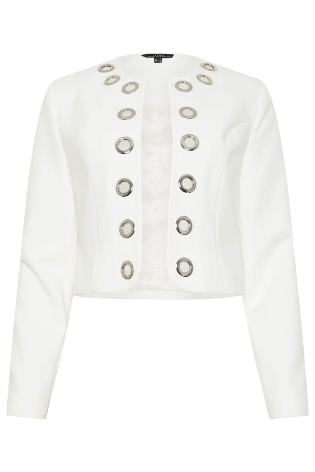 Star by Julien Macdonald Star by Julien Macdonald Women's Cropped Eyelet Jacket in White - 2