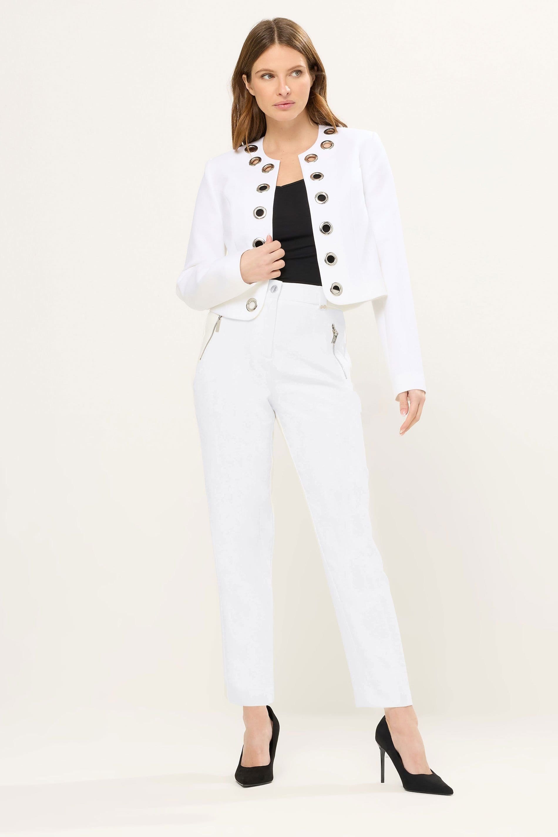 Star by Julien Macdonald Star by Julien Macdonald Women's Cropped Eyelet Jacket in White - 4