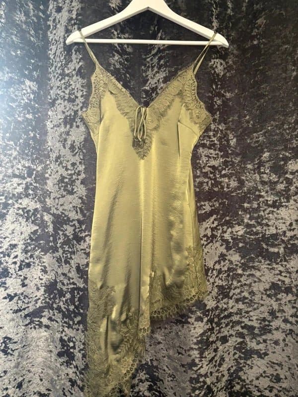 Bershka bershka green satin mini dress
