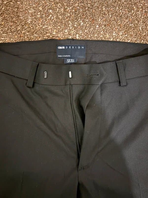 ASOS Asos Design Black Slim Fit Smart Trousers W32 L30