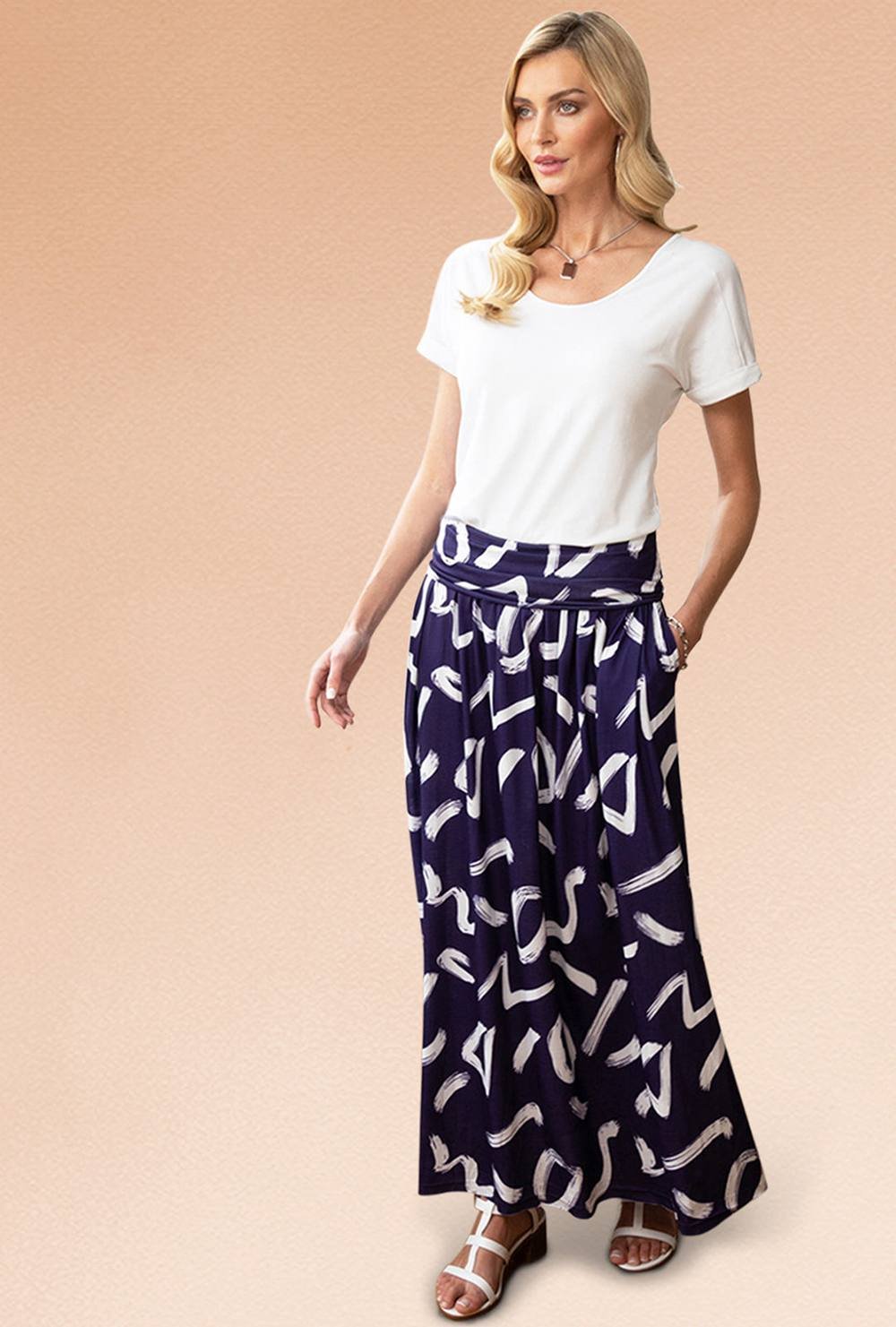 Hot Squash Hot Squash Women's Boho Maxi Skirt in Navy - 3