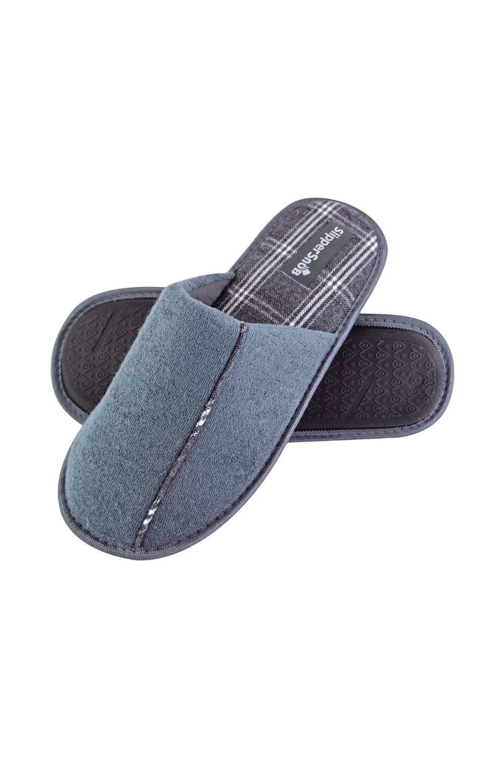 Slipper Snob Slipper Snob Men's Slip On Style Wide Back Mule Slippers in Grey