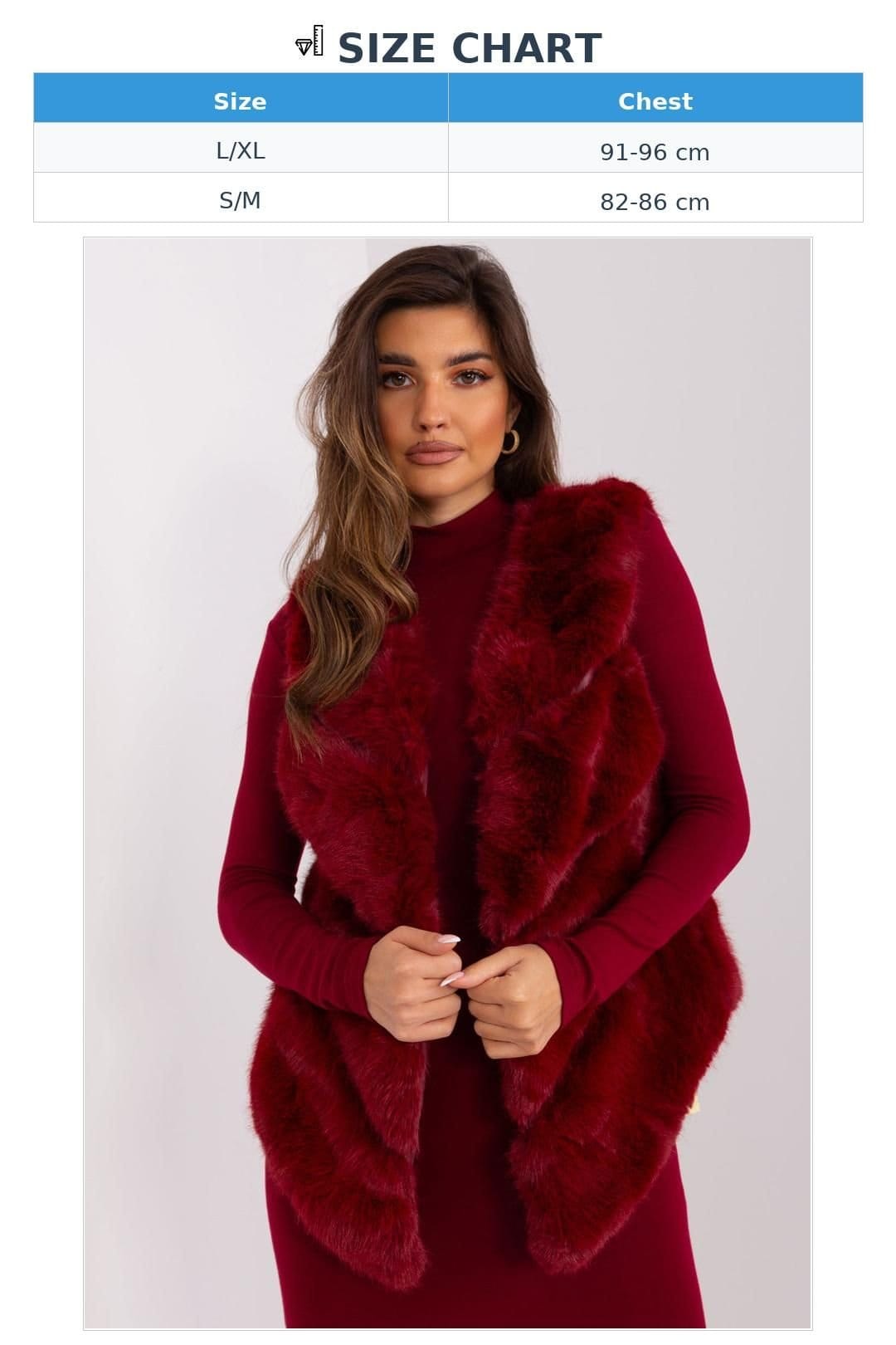 Love Lace Love Lace Women's Lined Faux Fur Vest with Pockets & Velcro in Red - 4