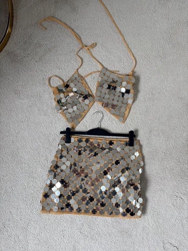 ASOS ASOS design sequin disc embellished co ord skirt set