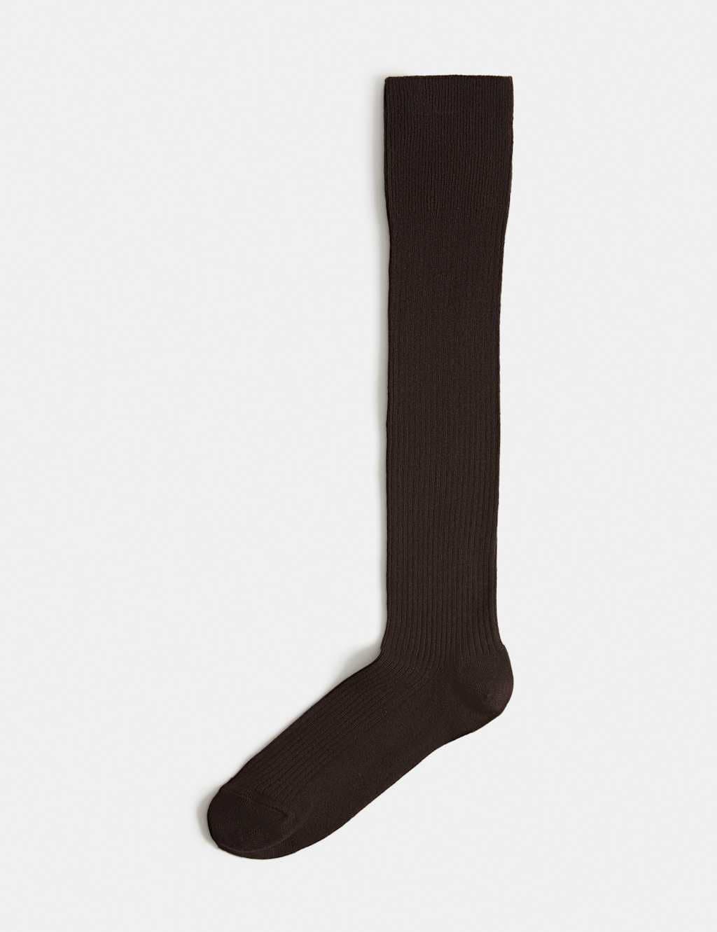 Marks & Spencer M&S Supersoft Ribbed Knee High Socks Chocolate