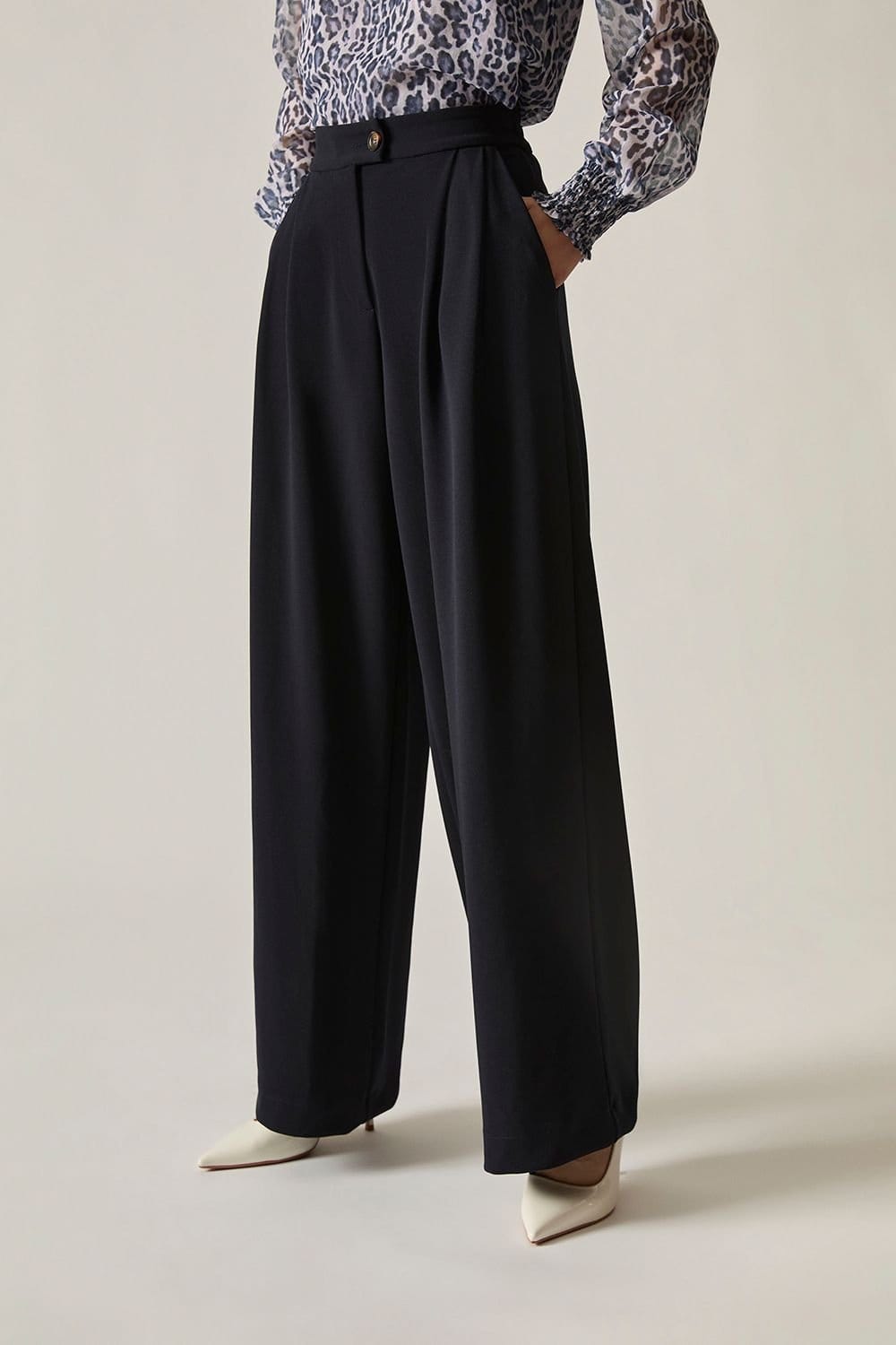 James Lakeland James Lakeland Women's Navy Wide Leg Suit Trousers in Dark Navy - 1