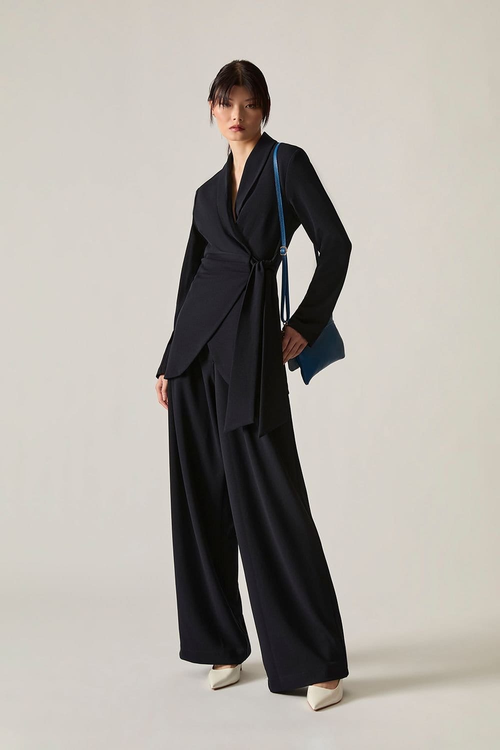 James Lakeland James Lakeland Women's Navy Wide Leg Suit Trousers in Dark Navy - 4