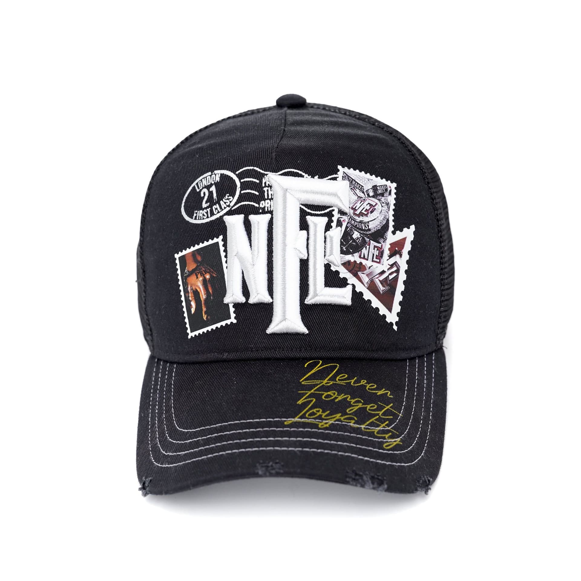 Never Forget Loyalty Never Forget Loyalty Black Embroidered Cotton Twill Trucker Cap