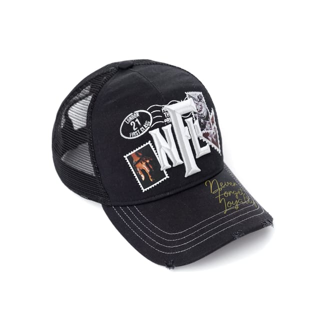 Never Forget Loyalty Never Forget Loyalty Men's Black Embroidered Cotton Twill Trucker Cap - 2