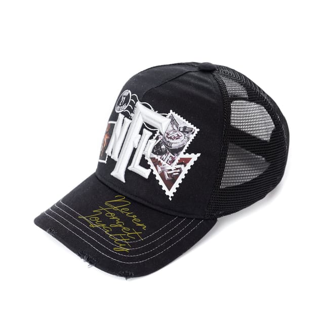 Never Forget Loyalty Never Forget Loyalty Men's Black Embroidered Cotton Twill Trucker Cap - 3