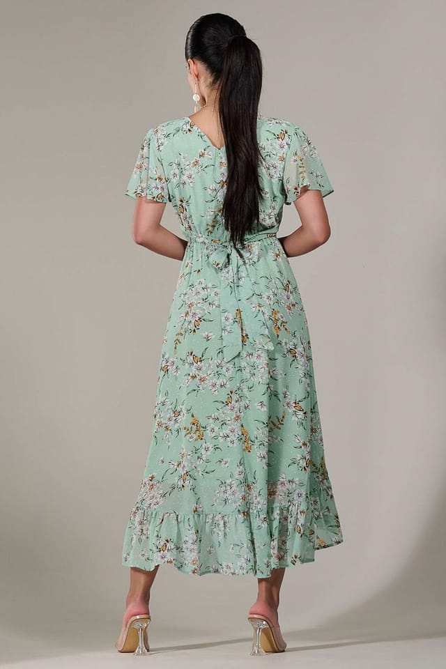Jolie Moi Jolie Moi Women's Petite High-Low Midaxi Dress in Light Green - 2
