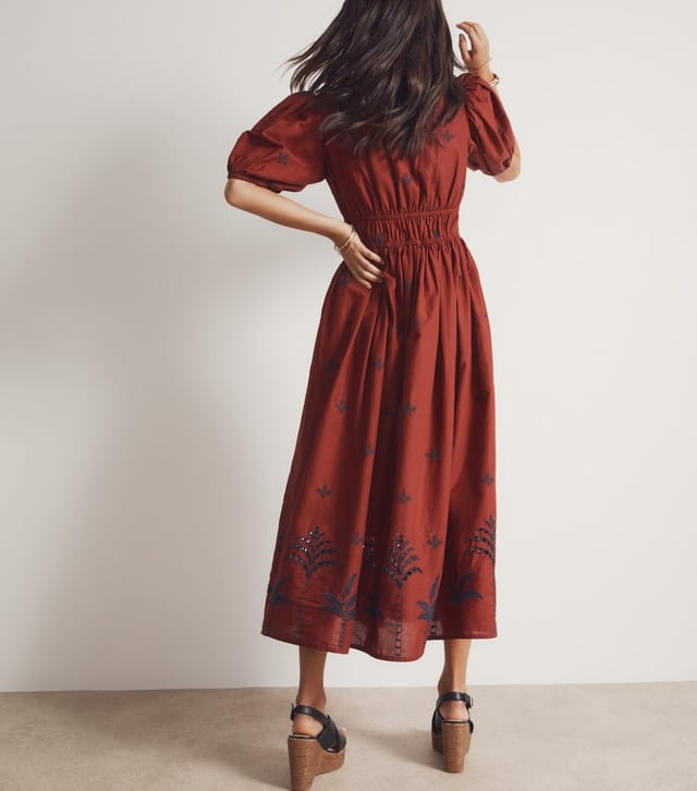 New Look Women's Rust Palm Embroidered Midi Dress New Look - 3