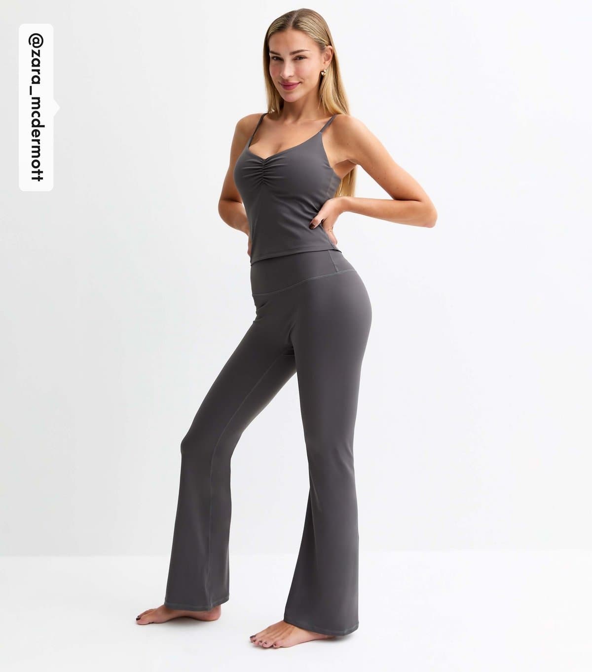 Rise Women's by Zara McDermott Dark Grey Stretch Flared Leggings Rise New Look