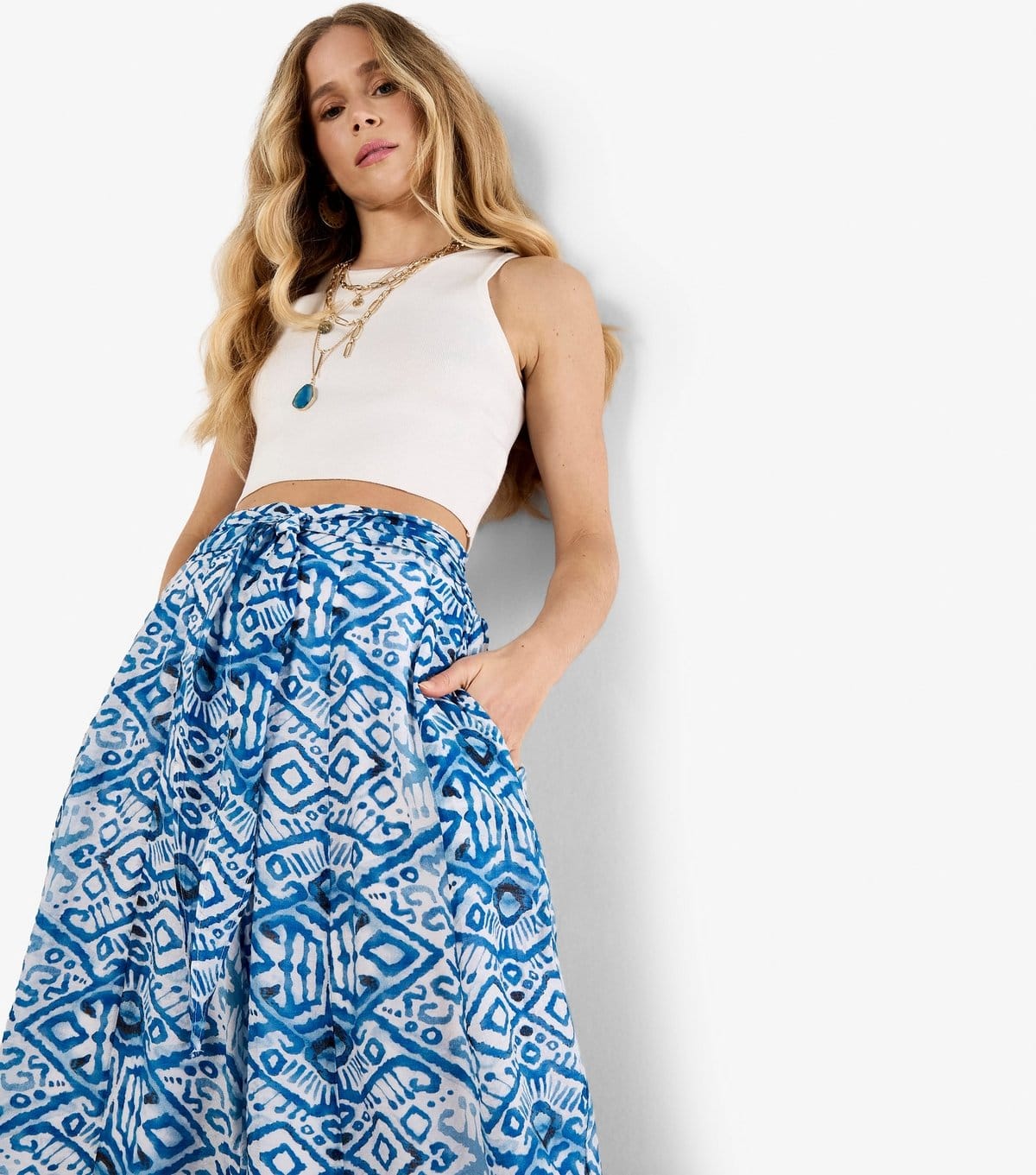 Apricot Women's Blue Ikat Print Palazzo Trousers Apricot New Look - 4