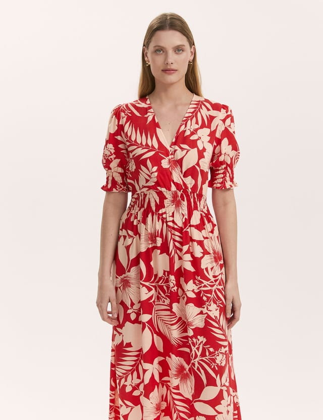 Finery London Finery London Women's Emily Floral Midi Dress in Scarlet - 2