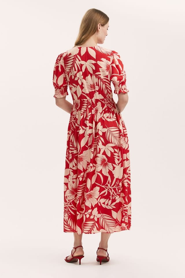 Finery London Finery London Women's Emily Floral Midi Dress in Scarlet - 3