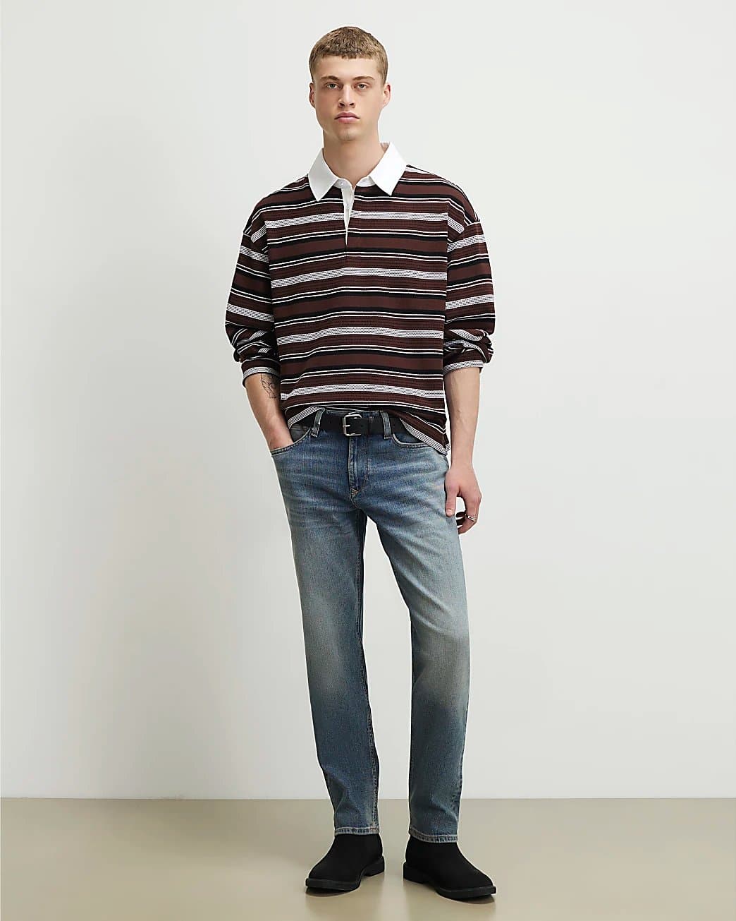 River Island Mens River Island Blue Slim Fit Washed Jeans
