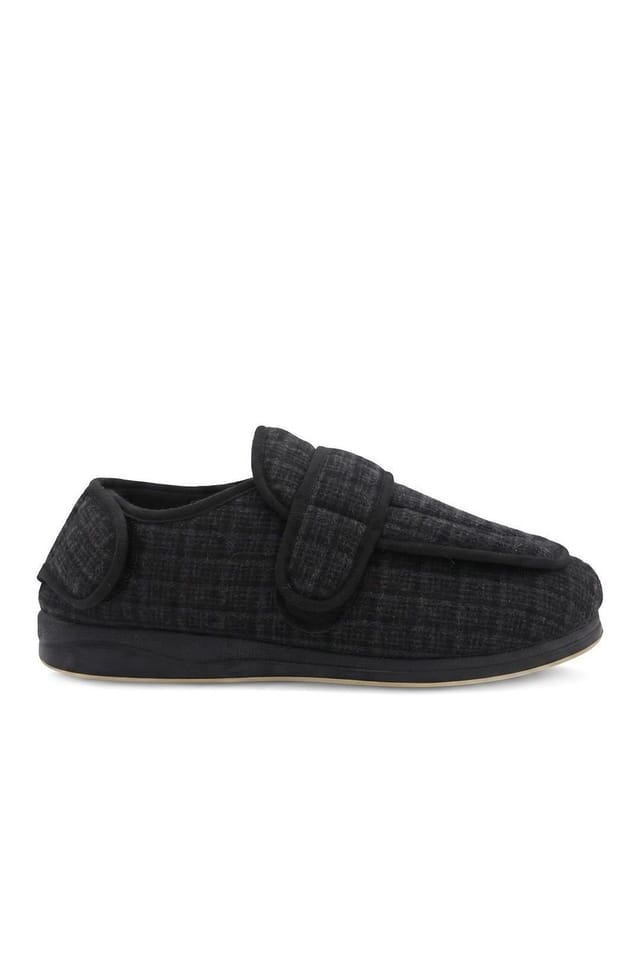 Pavers Pavers Men's Wide Fit Dual Touch Fasten Slippers in Black - 2