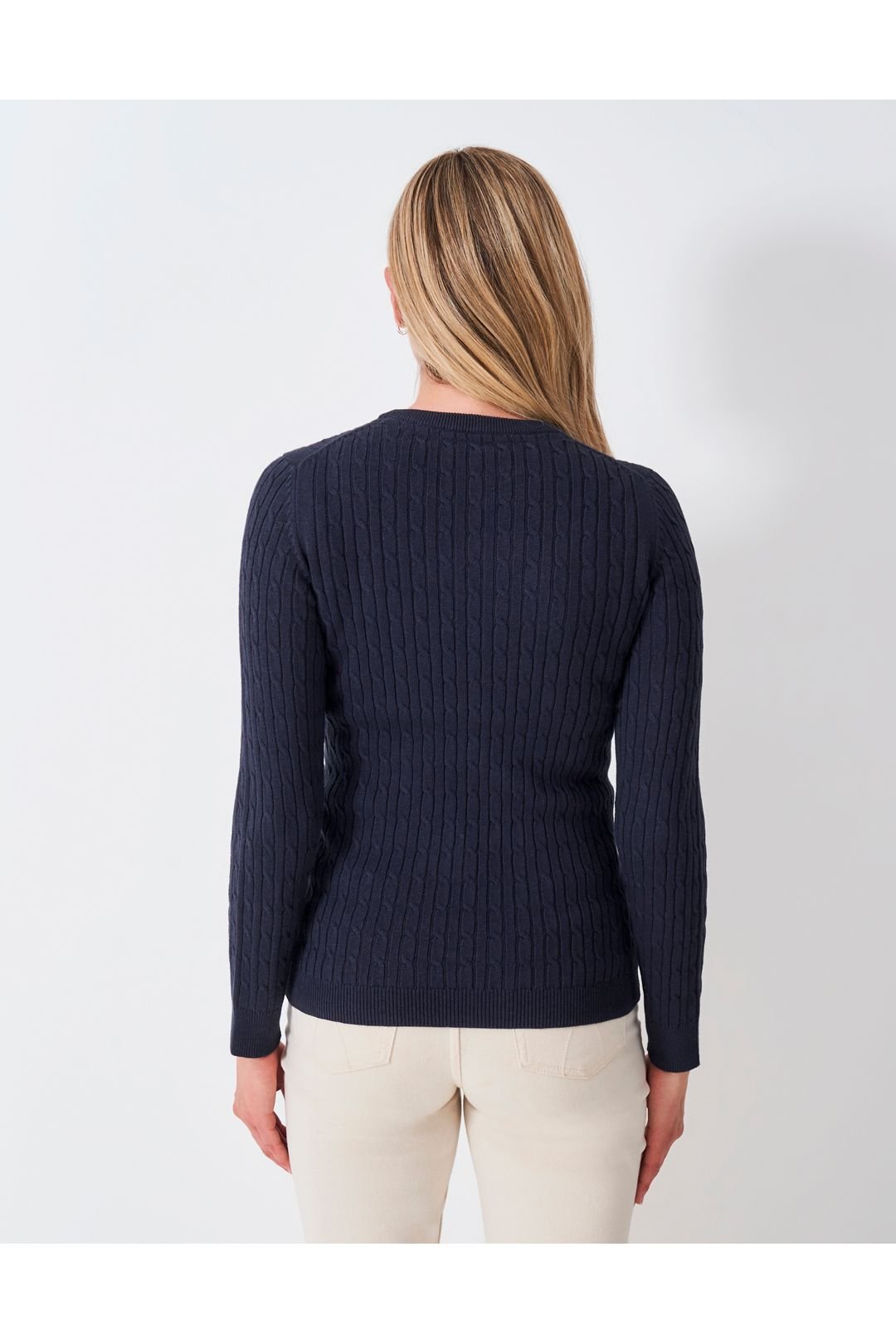 Crew Clothing Crew Clothing Women's Heritage Cable Crew Neck Navy - 3