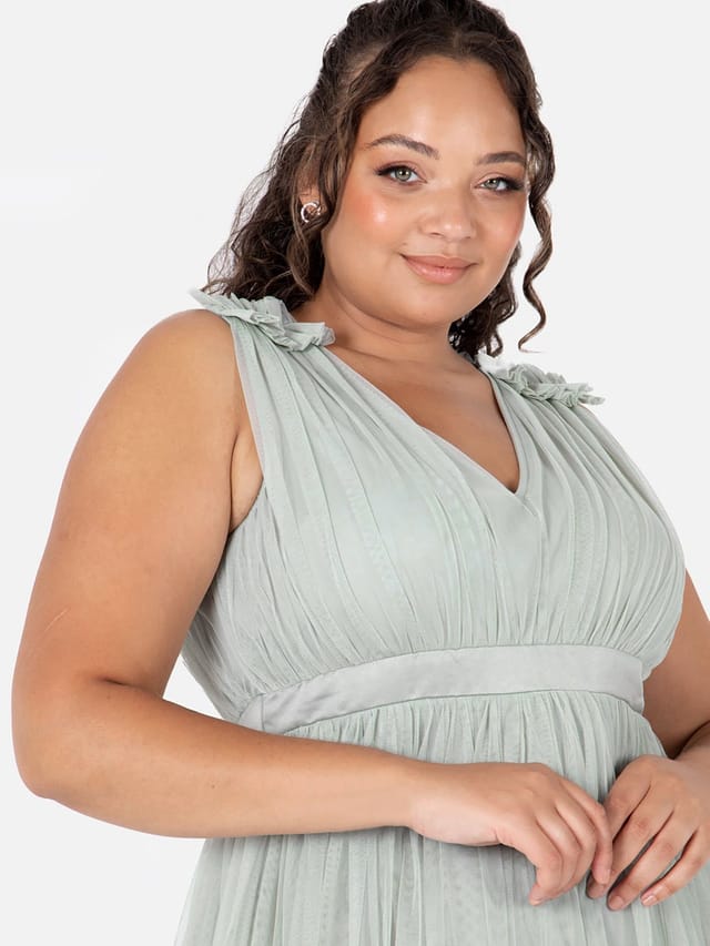 Maya Deluxe Maya Deluxe Women's Ruffle Shoulder Maxi Dress in Mint - 2
