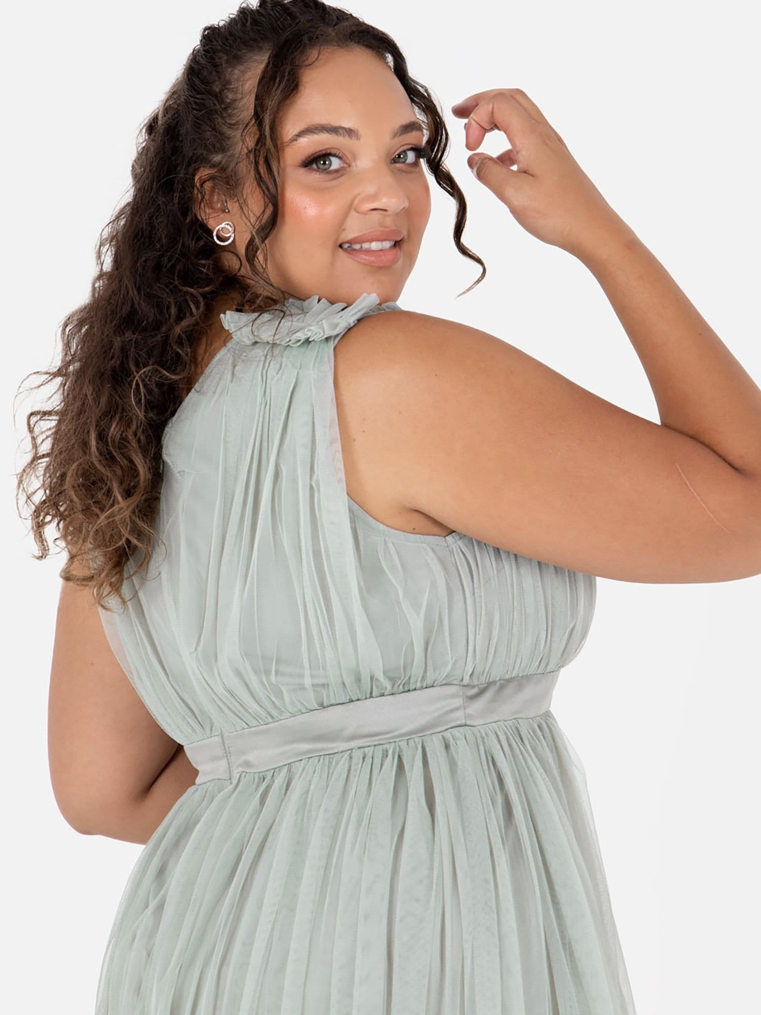 Maya Deluxe Maya Deluxe Women's Ruffle Shoulder Maxi Dress in Mint - 4