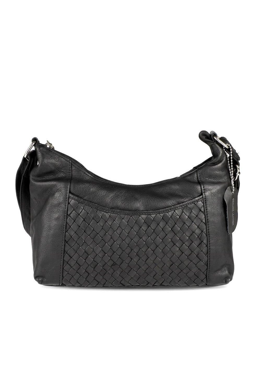 Pavers Pavers Women's Leather Crossbody Bag With Adjustable Straps in Black