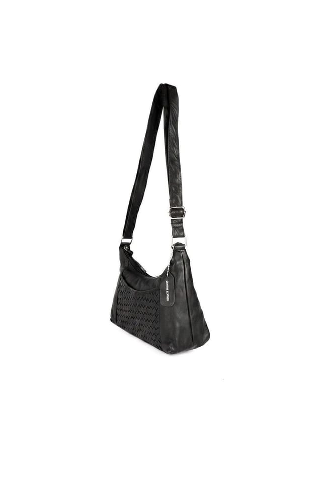 Pavers Pavers Women's Leather Crossbody Bag With Adjustable Straps in Black - 3