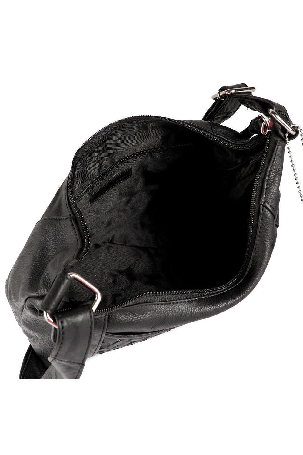 Pavers Pavers Women's Leather Crossbody Bag With Adjustable Straps in Black - 4
