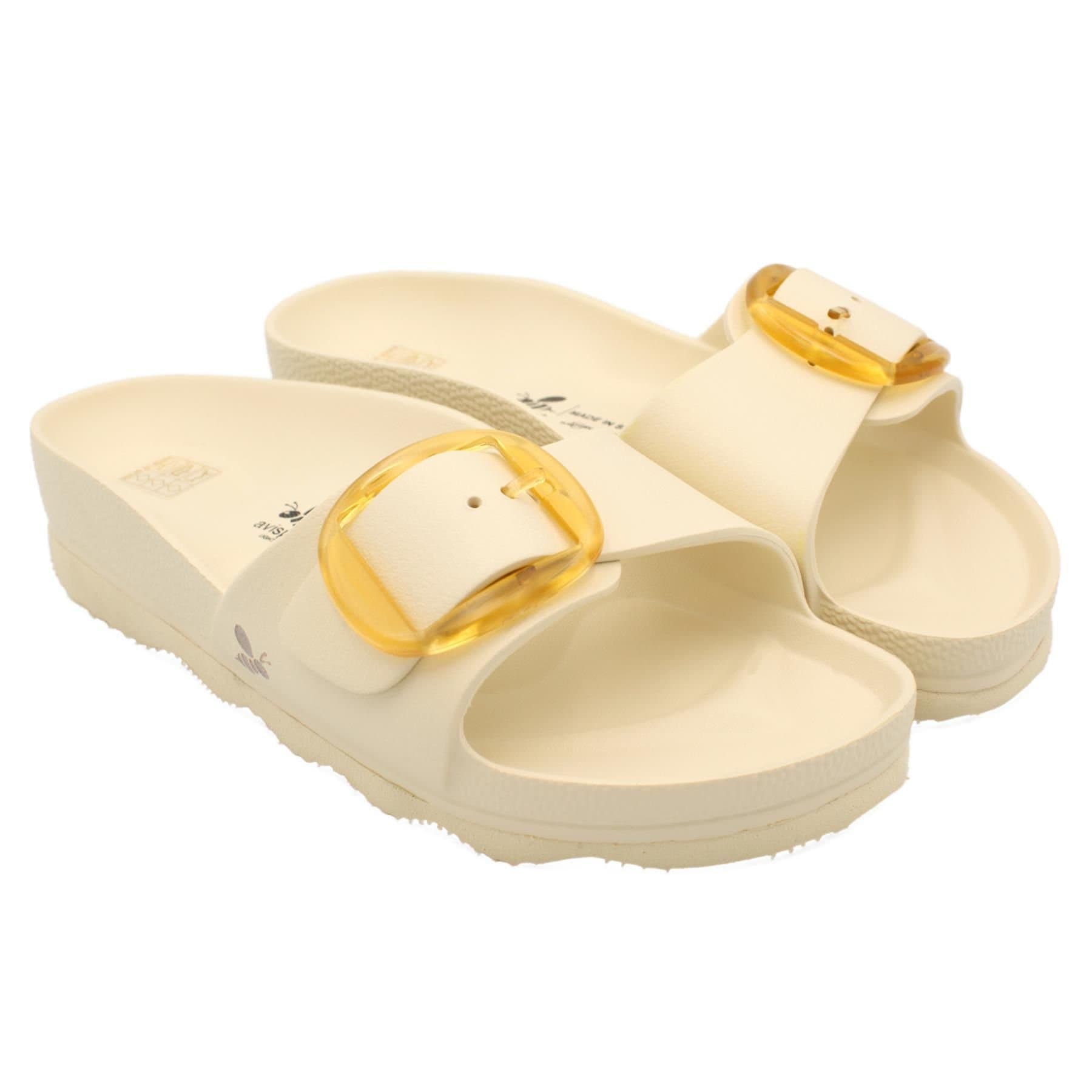 Avispas Avispas Women's Milano' TR Comfort Sole One-Strap Summer Slide Sandals in Off-White
