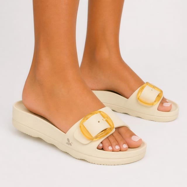 Avispas Avispas Women's Milano' TR Comfort Sole One-Strap Summer Slide Sandals in Off-White - 2