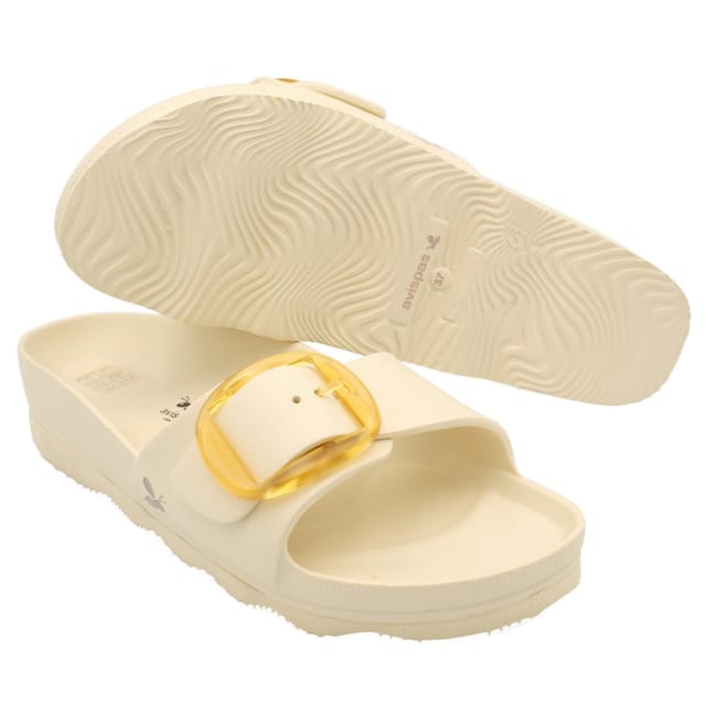 Avispas Avispas Women's Milano' TR Comfort Sole One-Strap Summer Slide Sandals in Off-White - 3
