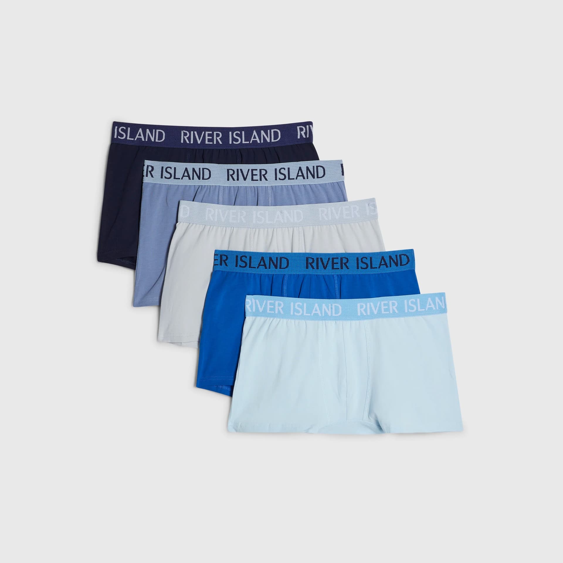 River Island Mens River Island Blue Shifting Dot Waistband Pack Of 5 Trunks