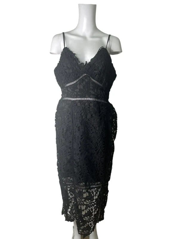Boohoo Black Lace Panel Bodycon Midi Dress