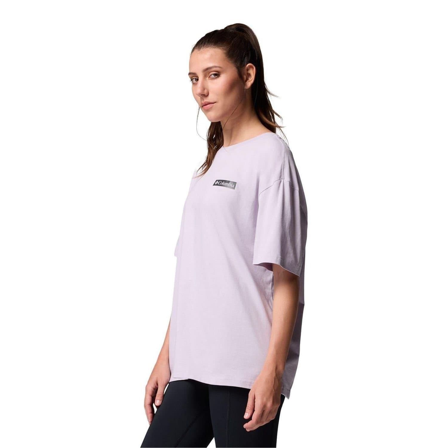 Columbia Columbia Women's Back Print Oversized Boyfriend T-Shirt in Lavender