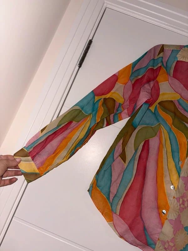 Never Fully Dressed Never Fully Dressed Colourful Abstract Shirt Size 8 Summer Casual Light Stylish boho funky