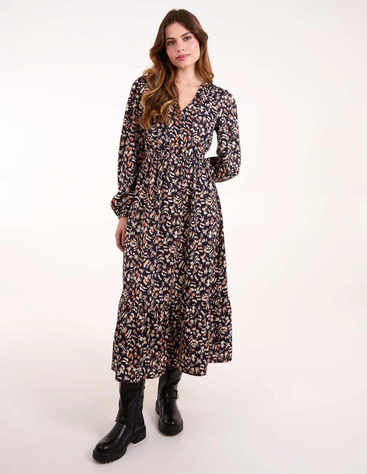 Blue Vanilla Button Down Frill Hem Dress