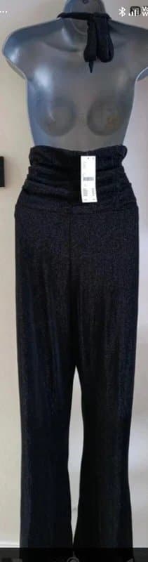 Urban Outfitters Silence + Noise Black Metallic Halterneck Wide Leg Jumpsuit – BNWT – XL