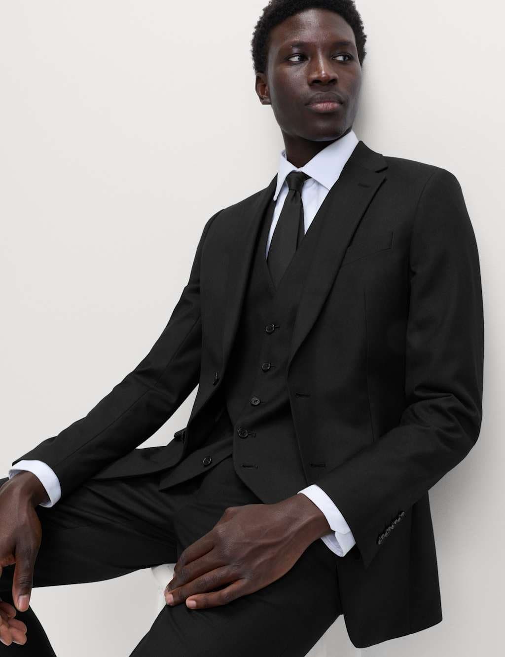 Marks & Spencer M&S Slim Fit Stretch Ultimate Suit Jacket Black