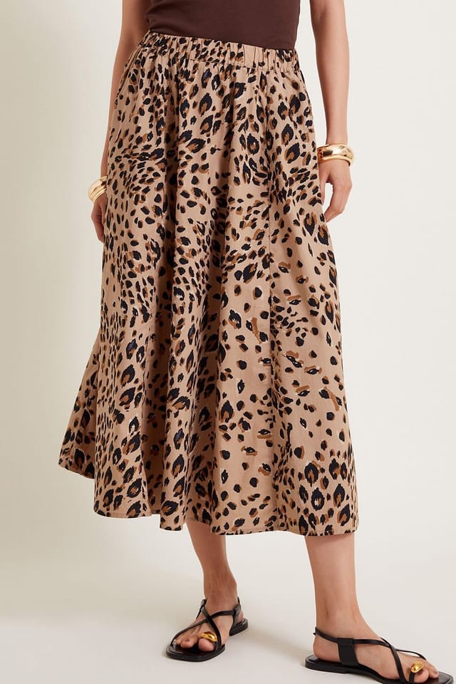 Monsoon Monsoon Women's Raife Leopard Print Skirt in Natural - 2