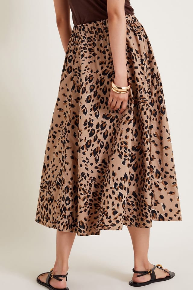 Monsoon Monsoon Women's Raife Leopard Print Skirt in Natural - 3