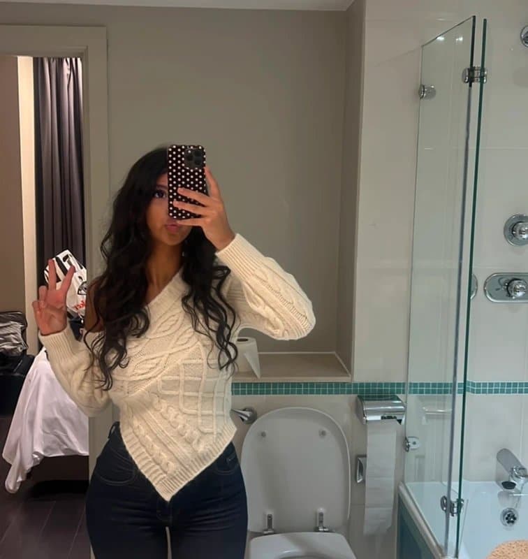 ASOS ASOS off shoulder cable knit cream sweater
